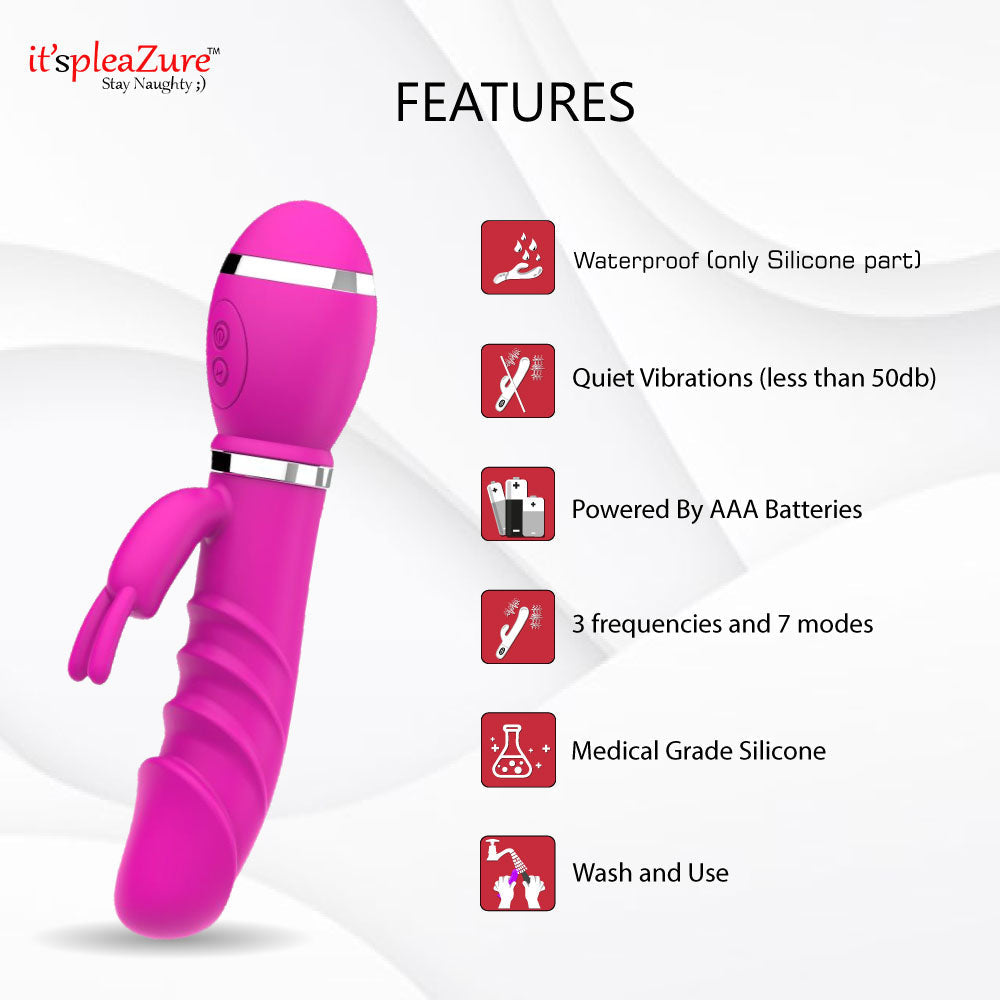 ItspleaZure Rabbit Ear Mini Vibrating Dildo