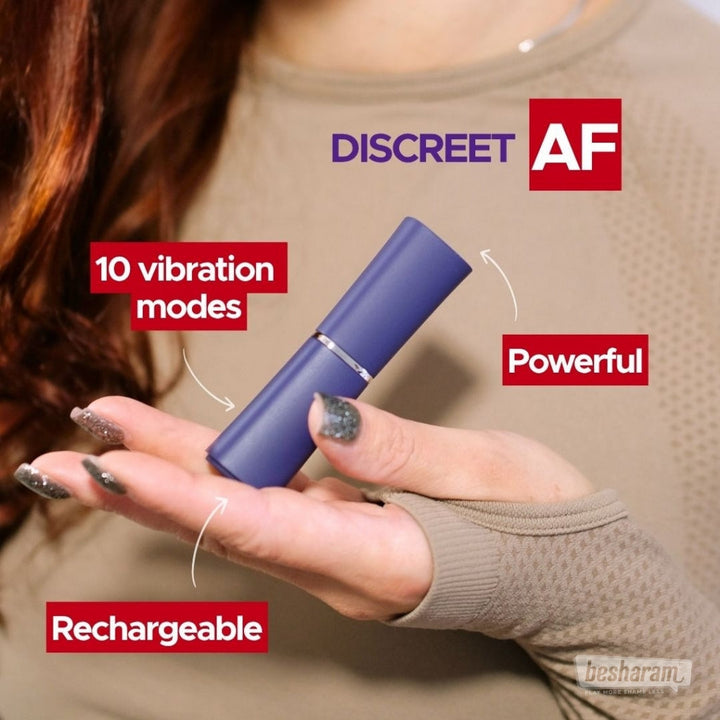 Lipstick Vibe 2.0 highlighting vibration modes, rechargeable battery, and discreet compact design